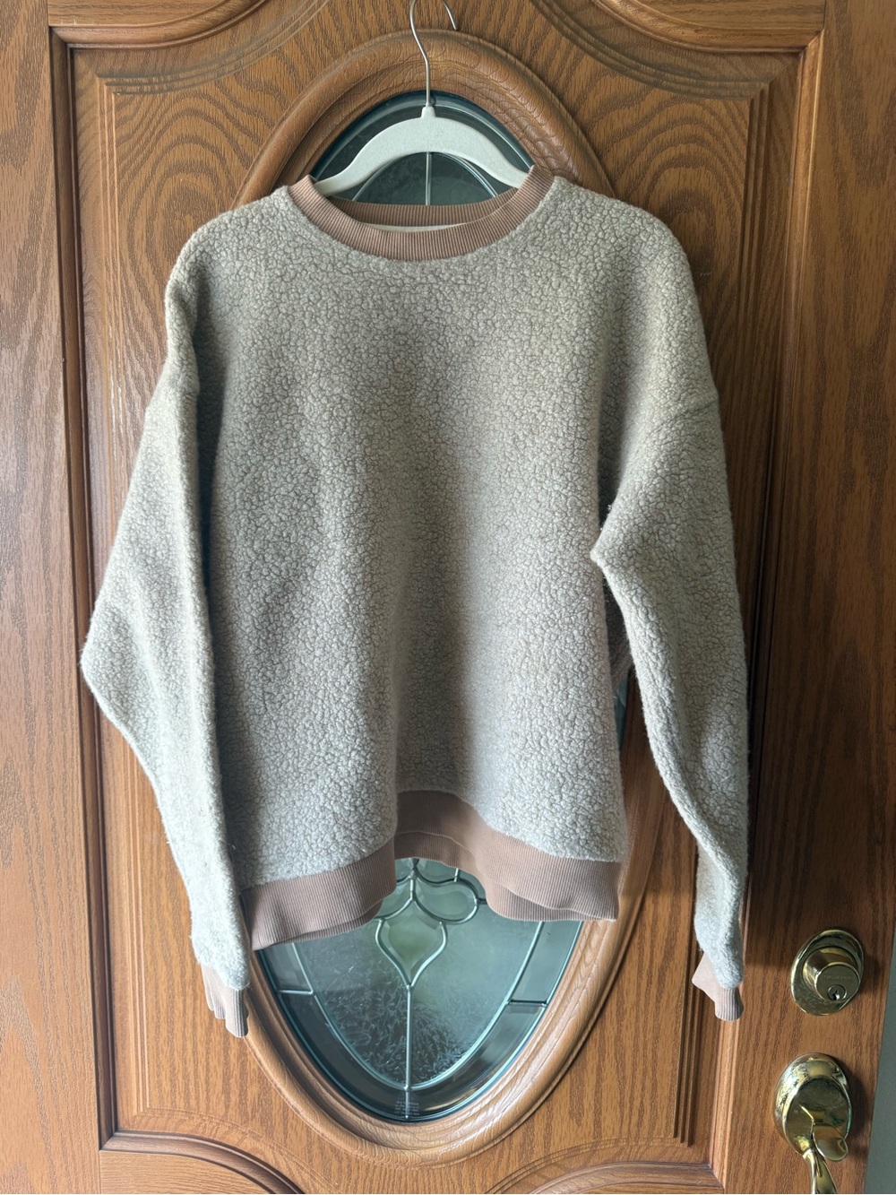 Outdoor Voices Taupe Sherpa Crewneck Sweatshirt